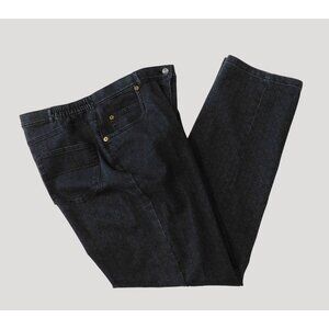 Allison Daley Womens Denim Pants Size 14 Black Floral Print Stretch